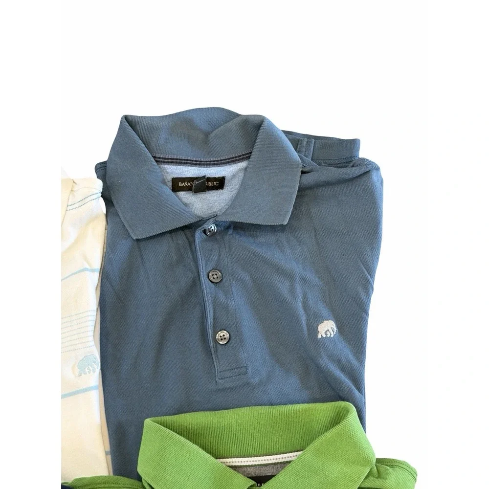 Banana Republic Mens Medium Pique Polo Golf Shirt HUGE  Lot Elephant Logo Preppy